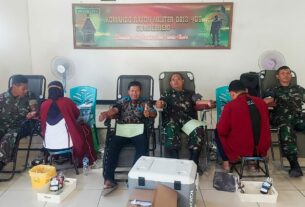 Gandeng PMI Bojonegoro, Koramil Sumberrejo Adakan Bakti Sosial Donor Darah