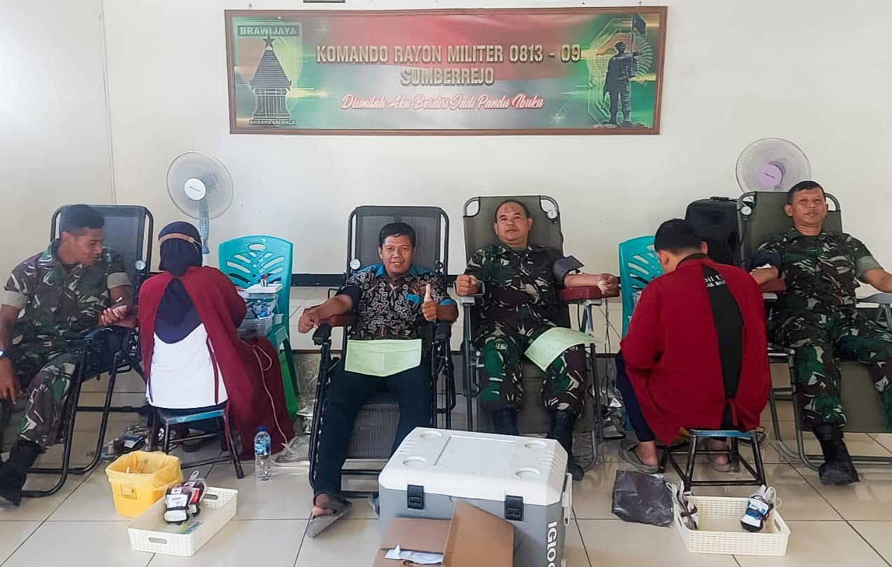 Gandeng PMI Bojonegoro, Koramil Sumberrejo Adakan Bakti Sosial Donor Darah