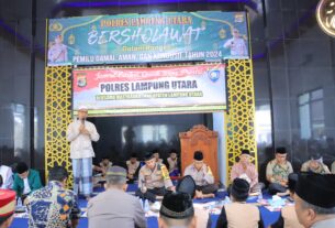 Wujudkan Pemilu Damai, Polres Lampung Utara Gelar Sholawatan
