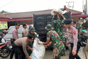 Dukung Kamtibmas Jelang Pemilu, Dandim Dan Kapolres Wonogiri Pimpin Langsung Karya Bakti Dan Bakti Sosial Di Giriwoyo