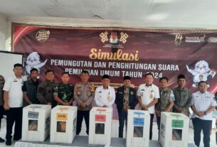 Polres Lampung Utara Saksikan Simulasi Pemungutan dan Penghitungan Suara Pemilu 2024