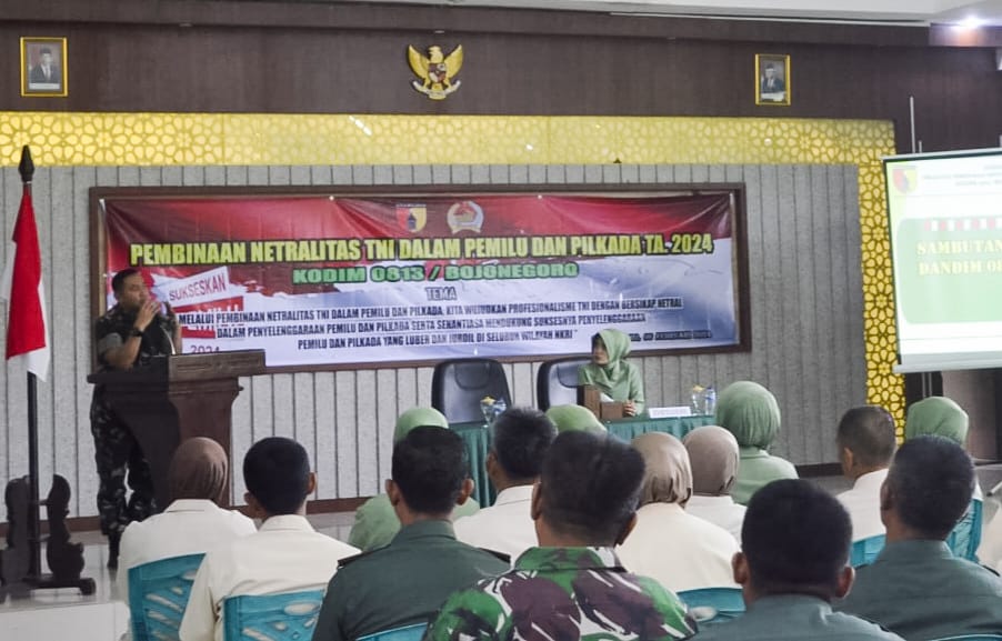 Sukseskan Pemilu dan Pilkada 2024, Kodim Bojonegoro gelar Pembinaan Netralitas TNI