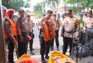 Tanggap Bencana Alam, Polresta Bandar Lampung Gelar Apel Sarana Dan Prasarana