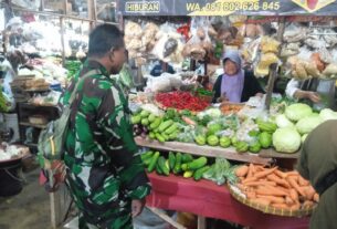 Usai Hari Raya Idul Fitri 1445 H/2024 M, Babinsa Mojosongo Cek Harga Sembako di Pasar