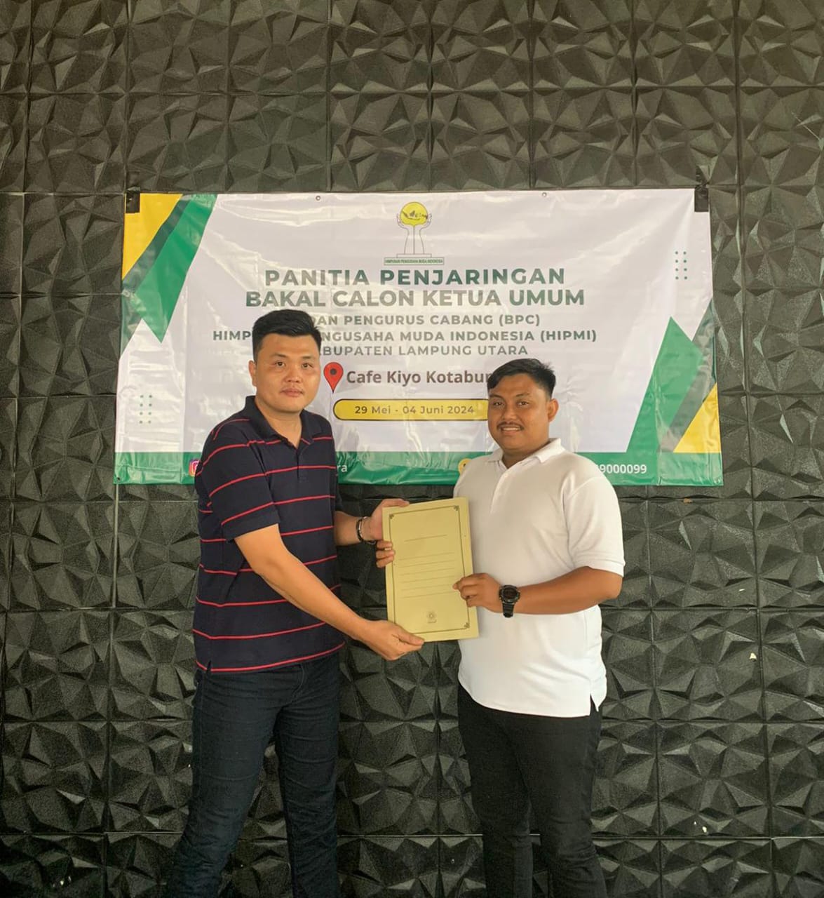 Ade Andre Irawan orang pertama ambil Formulir pendaftaran Calon Ketua Umum HIPMI Lampura