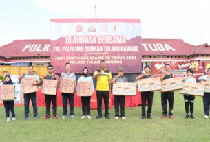 Keseruan Games Warnai Olahraga Bersama Sambut Hari Bhayangkara Ke-78 Yang Digelar Polres Tulang Bawang