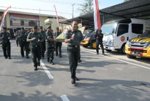 Kodim 0726/Sukoharjo Berikan Ucapan Sukoharjo Selamat Hari Bhayangkara Ke-78 Di Mapolres Sukoharjo