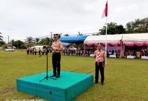 Dandim 0105/Abar Pimpin Upacara Pembukaan Kemah Kebangsaan II Di Lapangan Bola Kaki Desa Paya Peunaga