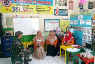 Peduli Pendidikan, Babinsa Kratonan Ajak Kepala Sekolah Dan Para Guru TK Aisyiyyah Tingkatkan Koordinasi