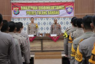 Polres Tulang Bawang Gelar Binkatpuan Bhabinkamtibmas, Kompol Kasyfi Sampaikan Pesan Penting