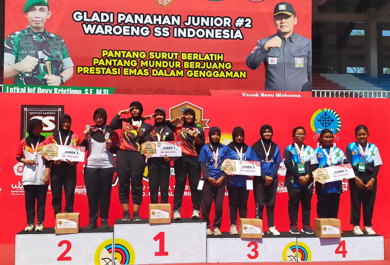 Adila + Meisya + Batrisya, Raih Medali Emas Divisi Compound Putri, Kejuaraan Gladi Panahan Junior #2 Warung SS