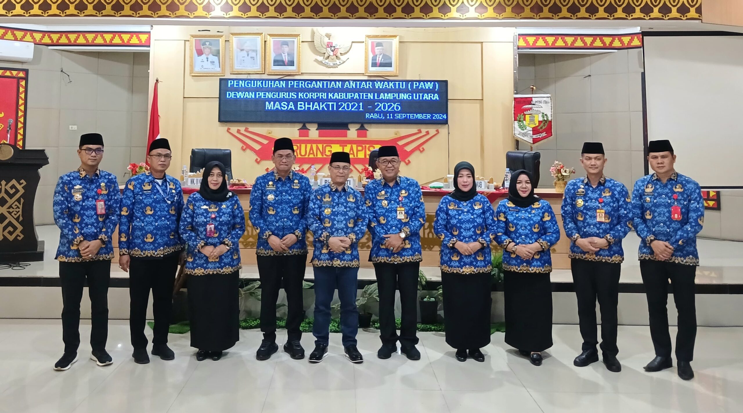 Pengukuhan Pergantian Antar Waktu (PAW) Dewan Pengurus KORPRI Kabupaten Lampung Utara Masa Bhakti 2021-2026