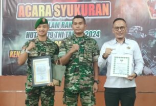 HUT TNI ke 79, PWI Lampura dapatkan Penghargaan