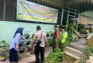 Dukung Ketahanan Pangan, Babinsa Bersama Bhabinkamtibmas Kepatihan Wetan Dampingi Kelompok Tani Ketan Makmur