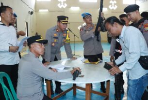 Antisipasi Penyalahgunaan, Polres Lampung Utara Cek Senpi Dinas Personel