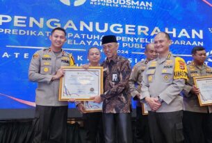 Polres Tulang Bawang Raih Predikat Terbaik 1 Yanlik Tahun 2024 Dari Ombudsman RI