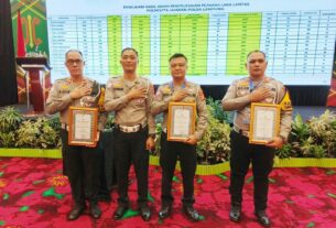 Satlantas Polres Tulang Bawang Raih Dua Penghargaan Bergengsi Pada Rakernis Fungsi Lalu Lintas