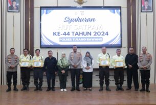 Polres Tulang Bawang Gelar Syukuran HUT Satpam Ke-44, AKBP James Sampaikan Pesan Khusus