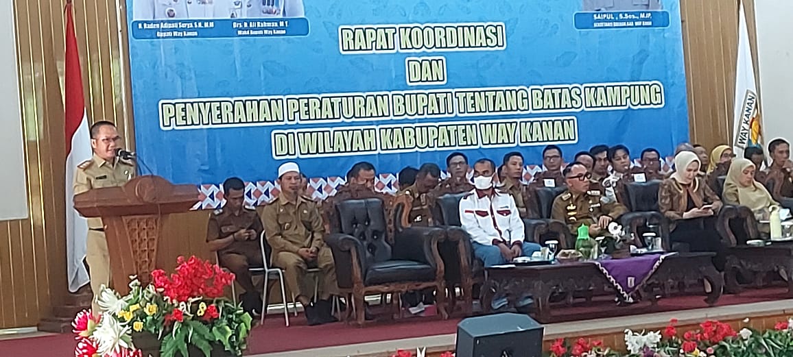 Bupati Way Kanan Serahkan Perbup Tapal Batas Seluruh Kampung, sekaligus pamit