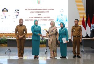 Purnama Wulan Sari Mirza Lantik Ketua TP PKK dan Ketua Tim Pembina Posyandu 13 Kabupaten/Kota se-Provinsi Lampung