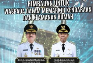 Bupati Lampura Himbau kepada masyarakat Waspada dalam memarkirkan Kendaraan
