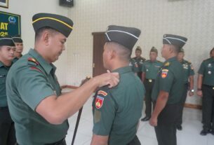 Dandim Pimpin Upacara Kenaikan Pangkat Prajurit Kodim Boyolali Atas Dedikasi Dan Loyalitasnya