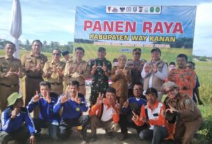 DANDIM 0427/Way Kanan Bersama Forkopimda Hadiri Panen Raya di Kecamatan Buay Bahuga